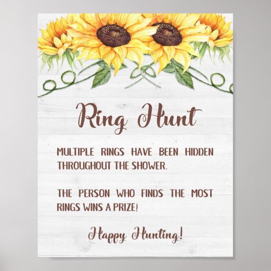 RING JACHT Zonnebloem Bruiloftsspel Bord Poster (Voorkant)