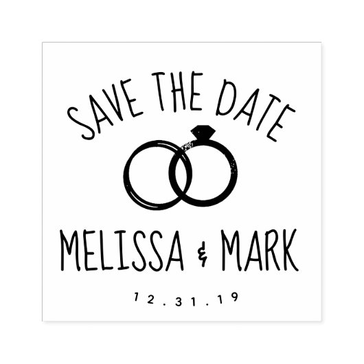 Ring Logo Leuk Lettertype Save the Date     Rubberstempel (Afrduk)