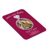 Ring met frambozenroze diamant Bling Save the Date Magneet (Rechterzijde)