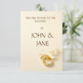 Ring met lint-bruiloft-uitnodigkaart kaart (Staand voorkant)