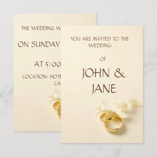 Ring met lint-bruiloft-uitnodigkaart kaart (Voorkant / Achterkant)