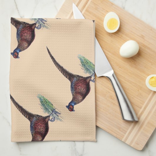  Ring Neck Pheasant Tan Theedoek (Quarter Fold)