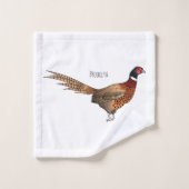Ring-necked fazant bird cartoon bad handdoek (Wasdoekje)