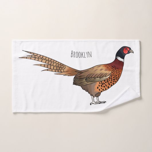 Ring-necked fazant bird cartoon bad handdoek (Handdoek)