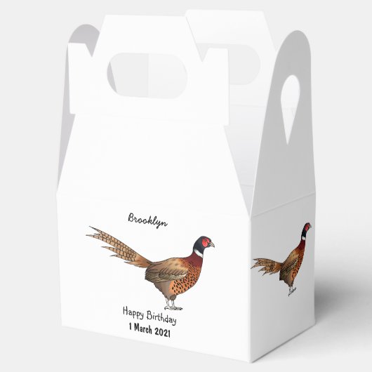 Ring-necked fazant bird cartoon bedankdoosjes (Geopend)