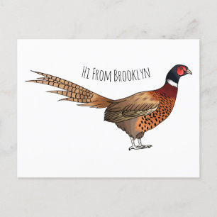 Ring-necked fazant bird cartoon briefkaart