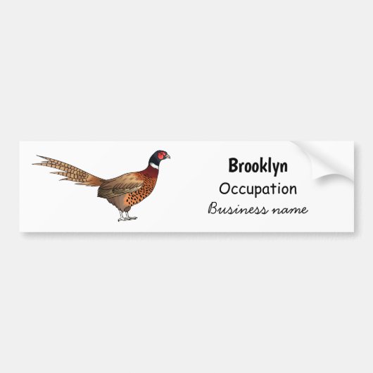 Ring-necked fazant bird cartoon bumpersticker (Voorkant)