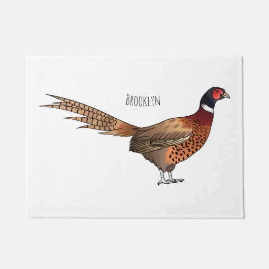 Ring-necked fazant bird cartoon deurmat (Voorkant)