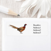 Ring-necked fazant bird cartoon etiket (Insitu)