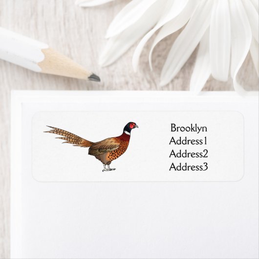 Ring-necked fazant bird cartoon etiket (Insitu)