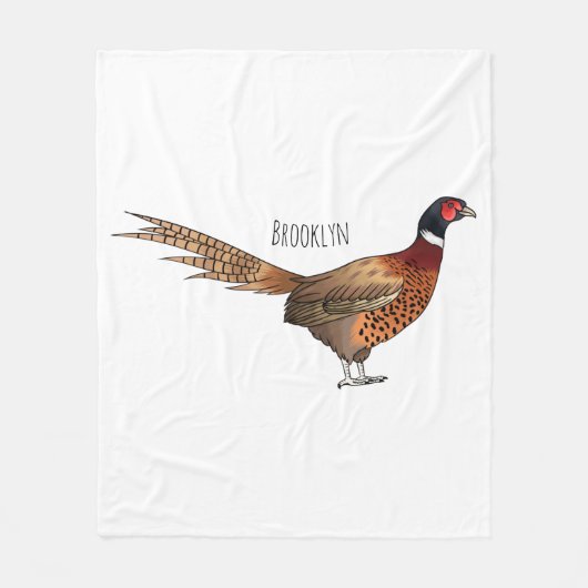 Ring-necked fazant bird cartoon fleece deken (Voorkant)