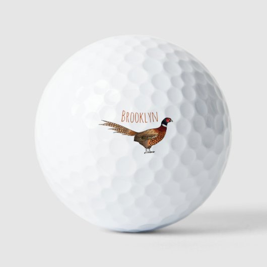 Ring-necked fazant bird cartoon golfballen (Voorkant)