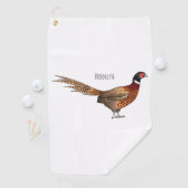 Ring-necked fazant bird cartoon golfhanddoek (Insitu)