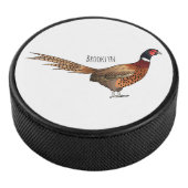 Ring-necked fazant bird cartoon hockey puck (3/4)