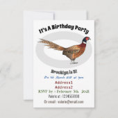 Ring-necked fazant bird cartoon kaart (Voorkant)