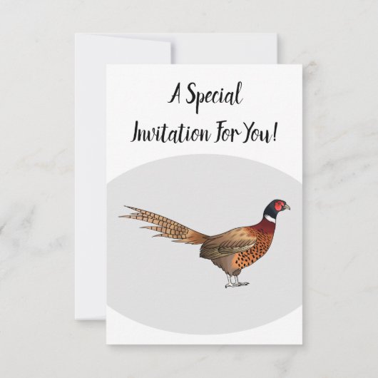Ring-necked fazant bird cartoon kaart (Achterkant)