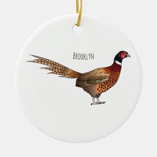 Ring-necked fazant bird cartoon keramisch ornament (Voorkant)
