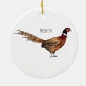 Ring-necked fazant bird cartoon keramisch ornament (Achterkant)