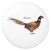 Ring-necked fazant bird cartoon keramische knop (Voorkant)
