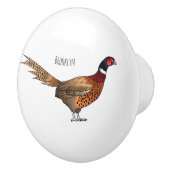 Ring-necked fazant bird cartoon keramische knop (Rechts)