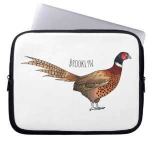Ring-necked fazant bird cartoon laptop sleeve