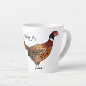 Ring-necked fazant bird cartoon latte mok (Rechterhoek)