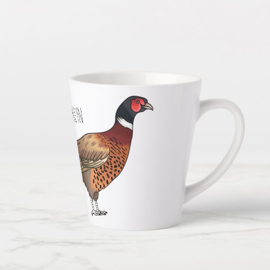 Ring-necked fazant bird cartoon latte mok (Rechts)