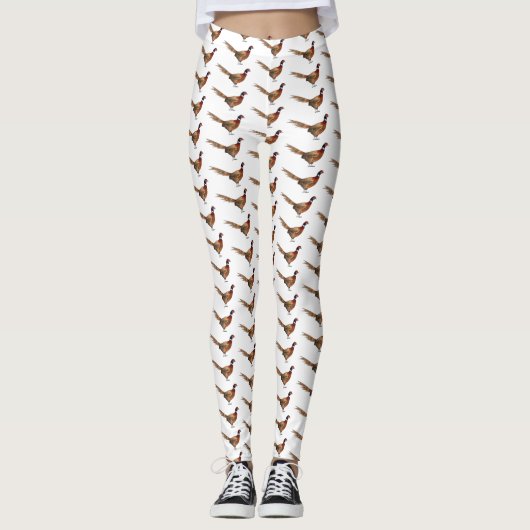Ring-necked fazant bird cartoon leggings (Voorkant)