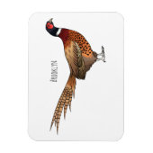 Ring-necked fazant bird cartoon magneet (Verticaal)