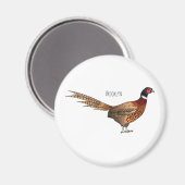 Ring-necked fazant bird cartoon magneet (Voorkant / Achterkant)