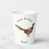 Ring-necked fazant bird cartoon papieren bekers (Achterkant)
