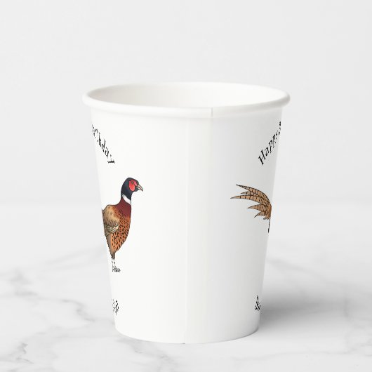 Ring-necked fazant bird cartoon papieren bekers (Rechts)