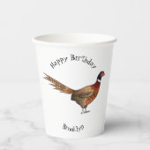Ring-necked fazant bird cartoon papieren bekers (Voorkant)