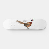 Ring-necked fazant bird cartoon persoonlijk skateboard (Horizontaal)