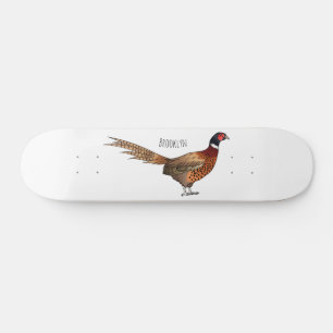 Ring-necked fazant bird cartoon persoonlijk skateboard