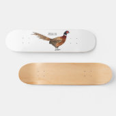 Ring-necked fazant bird cartoon persoonlijk skateboard (Horizontaal)