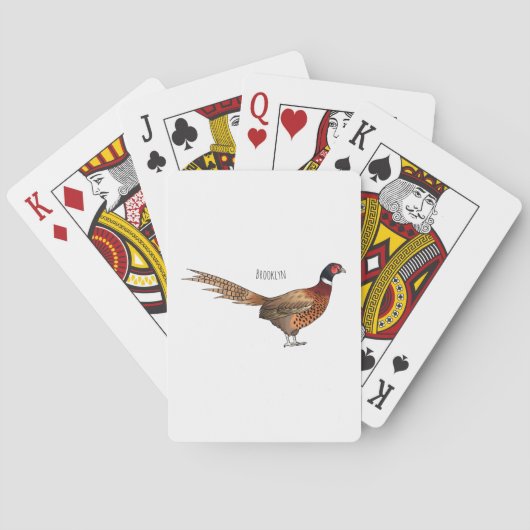 Ring-necked fazant bird cartoon pokerkaarten (Achterkant)