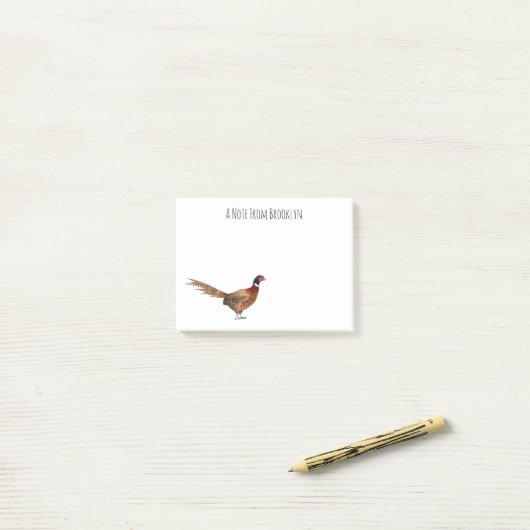 Ring-necked fazant bird cartoon post-it® notes (Op bureau)