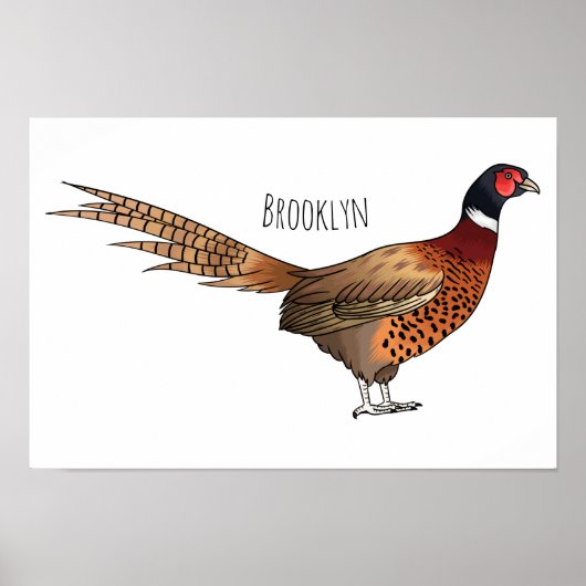 Ring-necked fazant bird cartoon poster (Voorkant)