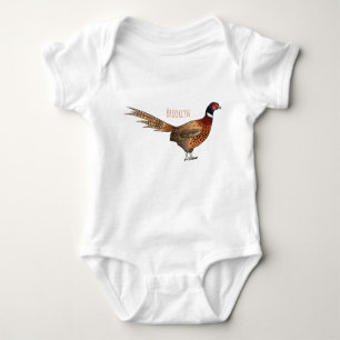 Ring-necked fazant bird cartoon romper