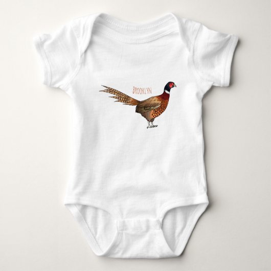Ring-necked fazant bird cartoon romper (Voorkant)