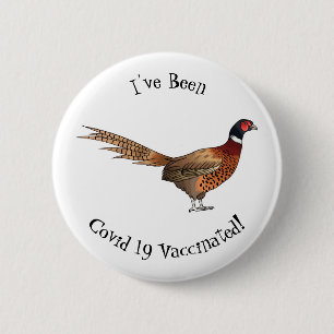 Ring-necked fazant bird cartoon ronde button 5,7 cm