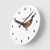 Ring-necked fazant bird cartoon  ronde klok (Hoek)
