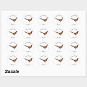 Ring-necked fazant bird cartoon ronde sticker (Vel)