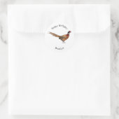 Ring-necked fazant bird cartoon ronde sticker (Tas)