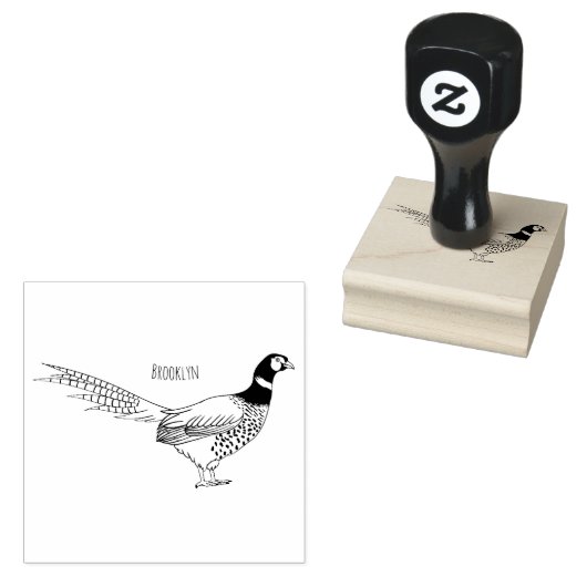 Ring-necked fazant bird cartoon rubberstempel (Gestempeld)