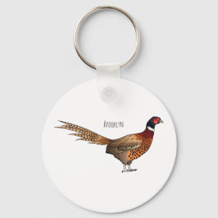 Ring-necked fazant bird cartoon sleutelhanger