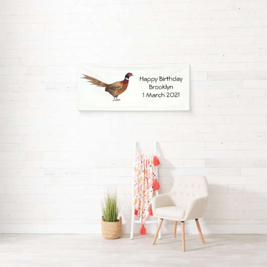 Ring-necked fazant bird cartoon spandoek (Insitu)