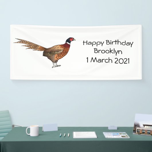 Ring-necked fazant bird cartoon spandoek (Beurs)