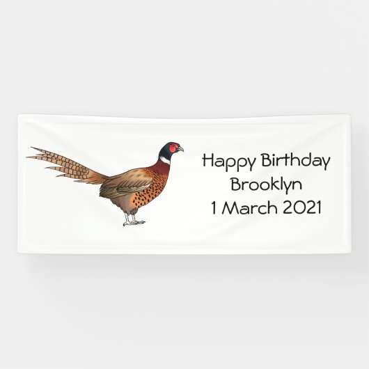 Ring-necked fazant bird cartoon spandoek (Horizontaal)